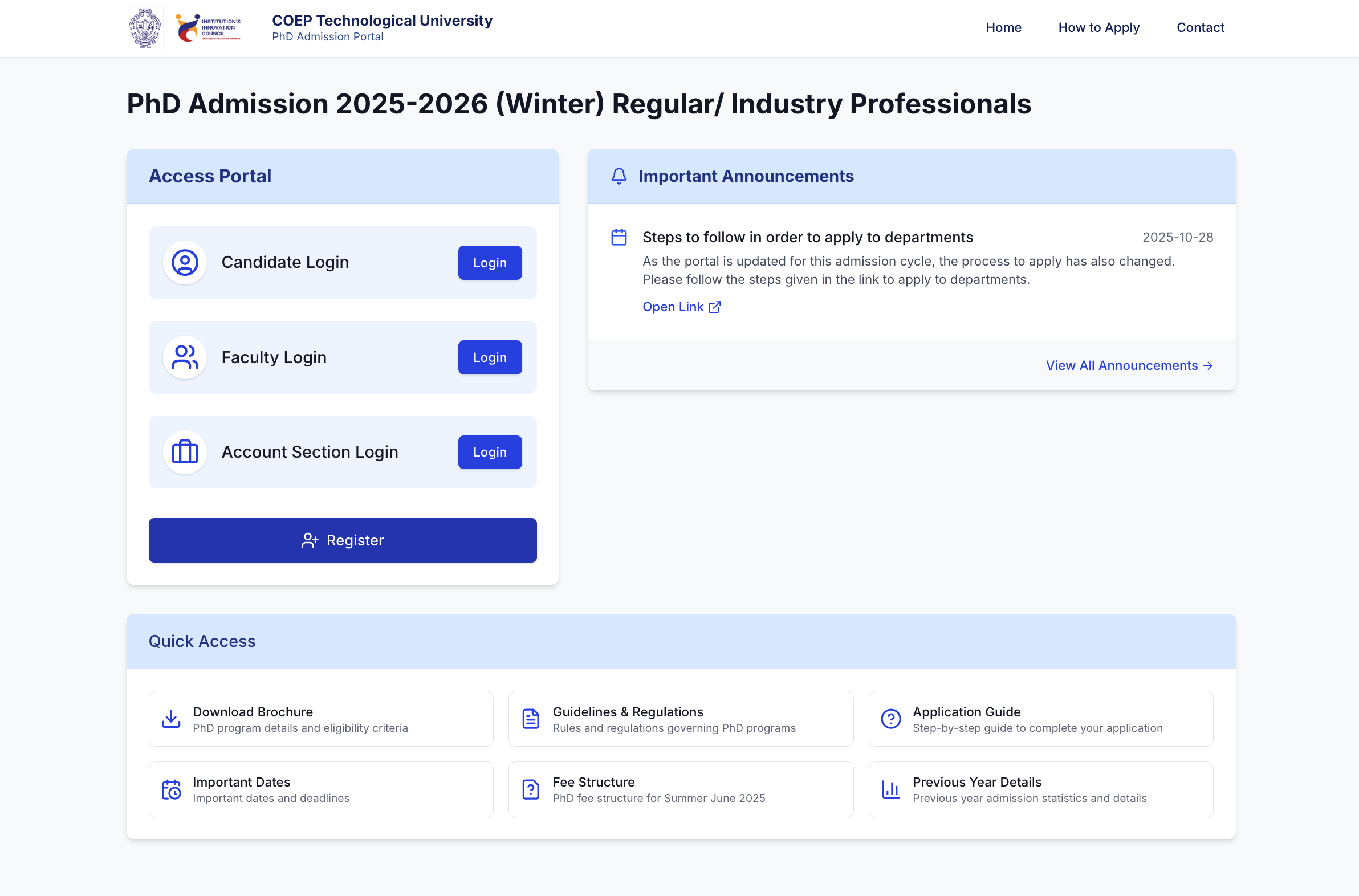 PhD Admissions Portal